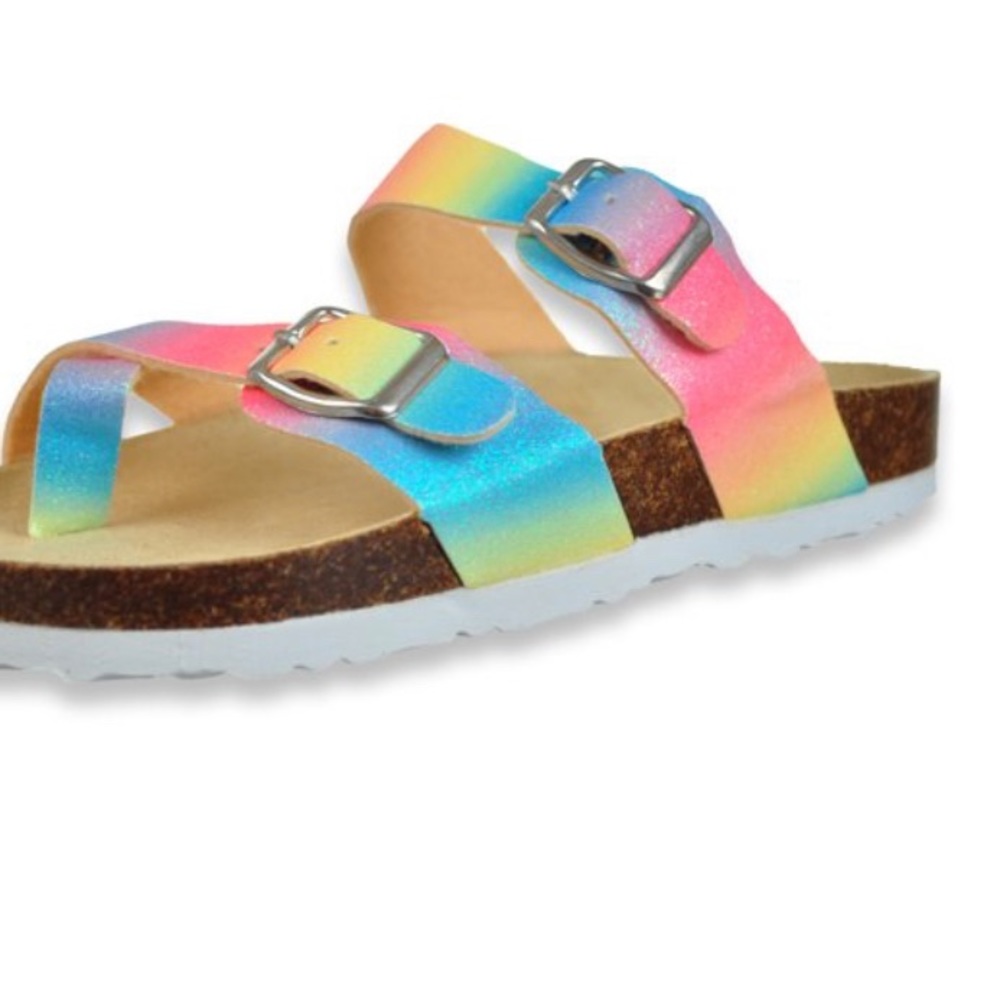 Girls' Rainbow Strap Sandals - multi glitter, 2 youth Adrienne Vittadini